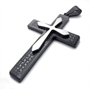 Colored Titanium Steel Cross 316L Grade Pendant Necklace Jewelry Item-Color White Gold