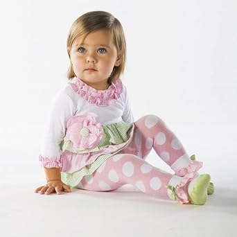 Seersucker Flower Dress and Tights Set by Mud Pie