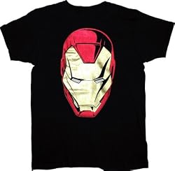 Iron Man Stark Foil Head Black T-Shirt Tee