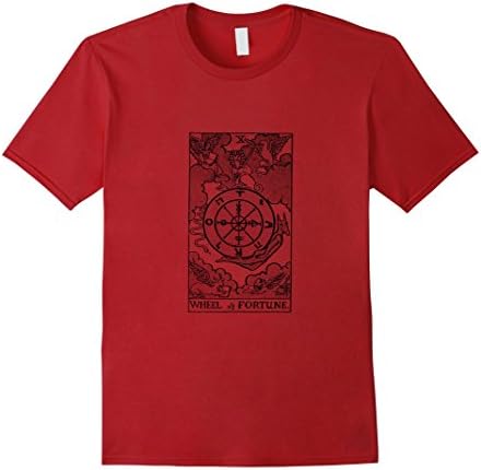 Men's Wheel of Fortune Tarot T-Shirt. Fortune Card 10 Tarot Tee Large Cranberry