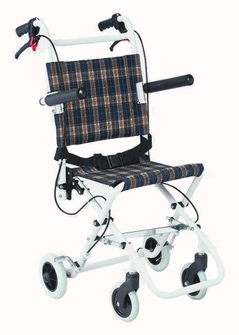 Junior Superb Lightweight Aluminum Folding Wheelchair with Flip-up Armrests, Solid Castors, Footrest, Seat Belt, Dual Handbrakes and Carrying Bag.