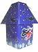 Halloween Tea Light Lantern Tin - Blue with Witches and Bats
