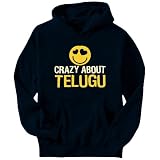 Crazy About Telugu Languages Mens Hoodie (Navy Blue, Size Small)