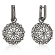 Antique Rhodium Plated French Victorian Earrings with White Enamel Accents