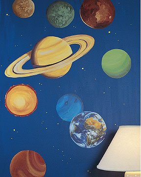 Childrens Toyshop  Toys : 9 Planets and 1 Sun Solar System Space Wallies Mural