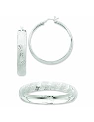 Sterling Silver Satin & Polished Bangle and 50mm Earring Set
