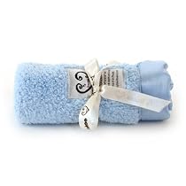 Blue Fuzzy Chenille Receiving Baby Blanket