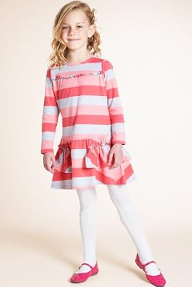 Pure Cotton Round Neck Stripe Jersey Dress