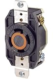Leviton 2710 30 Amp, 125/250 Volt, Flush Mounting Locking Receptacle, Industrial Grade, Grounding, V-0-MAX, Black