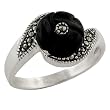 925 Sterling Silver, Black Onyx, And Marcasite Ring