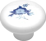 1 1/4 Dia Delft Blue Flower Porcelain Knob