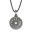 Stainless Steel Sun Shine Pendant on 19 inch Rubber Cord