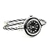 Womens Silver Classic Twisted Band Bracelet Round Wrist Watch Black