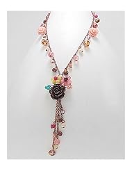Saddle Brown Rose Resin Necklace In Copper