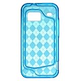 HTC Droid Incredible Semi-Transparent Blue Checker Phone Protector Skin Cover Case + Screen Protector with Small Microfiber Cleaning Cloth