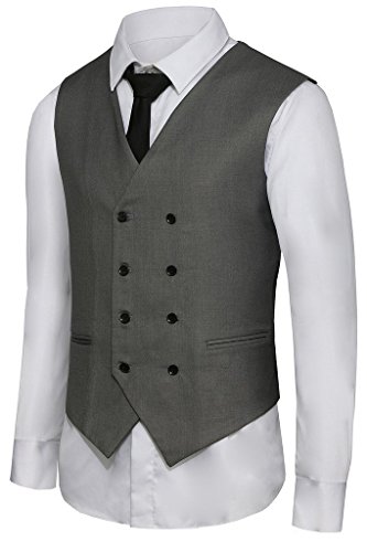 Hanayome Men's Double-Breasted Leisure Business Suit Dress Vest Waistcoat VS02