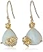 Amazon Collection 18k Yellow Gold-Plated Sterling Silver Jade Teardrop and Flower Dangle Earrings