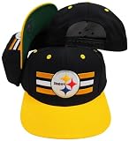 Pittsburgh Steelers Black/Yellow Two Tone Snapback Adjustable Plastic Snap Back Hat / Cap