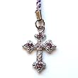 Cell Phone / Camera Charm Strap Beautiful Purple Diamond Cross