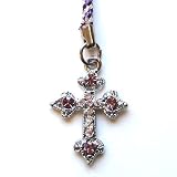 Cell Phone / Camera Charm Strap Beautiful Purple Diamond Cross