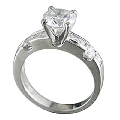 0.68 Ct Princess & Round Cut Diamond Engagement Ring Setting 14k White Gold