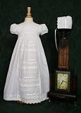 Laura Ashley Cotton Christening Gown with Cluny and Eyelet Lace Panel - 12 month Size
