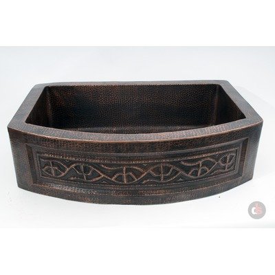 Ambiente-33 Copper Handmade Kitchen Farmhouse Round Apron Single Well Cactus Sink