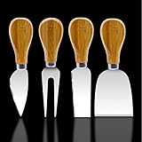 Freehawk&reg; 4 Pieces Set Cheese Knives with Wood Handle Steel Stainless Cheese Slicer Cheese Cutter