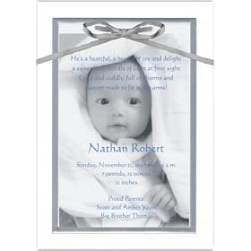 Embossed Silver Border Photo Birth Announcements - Set of 20
