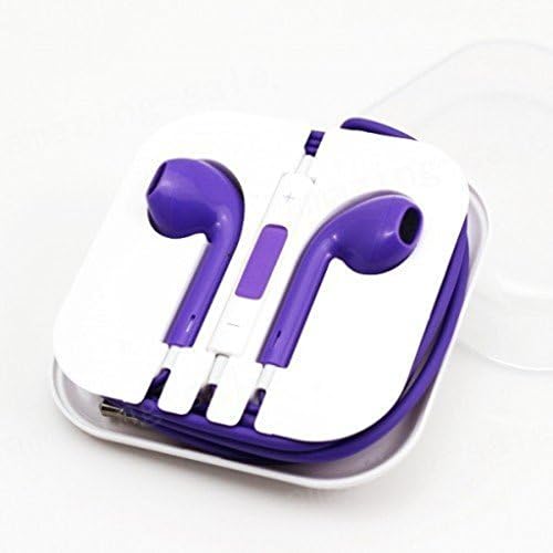 Zenotech Earpods High quality sound New Design Stereo Earphones Earbuds with Microphone for iPhone 6, 6 plus, 5,5s,5c iPads, iPods nano competible XI (Purple)