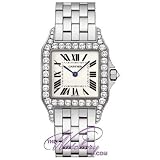 Cartier Santos Demoiselle Ladies' Large Watch 18K White Gold Silver Dial Diamond Bezel WF9004Y8 by Cartier