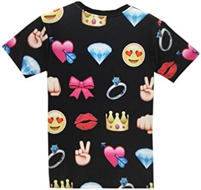 Unisex's Fashion Lots of Love Emoji Crewneck T-Shirt Black Medium
