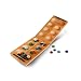 Travel Solid Wood Folding Mancala Game (African Stone Game) - Includes Assorted Colored Glass Stones