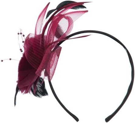 Women's Large Flower Headband Fascinator - Burgundy