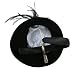 Black Mini Top Hat Cocktail Headband W/Feather image 3