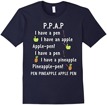 Men's PPAP Pen pineapple apple pen T-shirt Large Navy