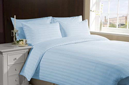 Soft & Comfort 600 Thread Count 1 Peice Duvet Cover in Stripe Blue Twin 100% Cotton by EgyptianCottonStore