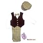 Holiday Slacks Set Boys 5-pc with Burgundy Velvet Vest, Bowtie, Dress Shirt and Newsboy Cap Sizes 1 to 7