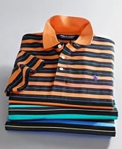 Polo by Ralph Lauren Short Sleeve Stripe Mercerized Knit Lisle Polo