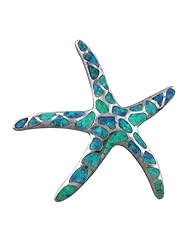 925 Silver Rhodium Blue Opal Starfish Pendant Hawaiian Silver Jewelry