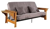 Serta PS Juniper Tuscany Full Futon Set with Pillows, Medium Oak/Gray