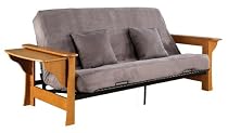 Serta PS Juniper Tuscany Full Futon Set with Pillows, Medium Oak/Gray