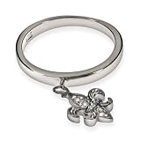 Eve's Addiction Sterling Silver Ring with Pave CZ Fleur de Lis Charm