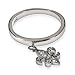 Eve's Addiction Sterling Silver Ring with Pave CZ Fleur de Lis Charm