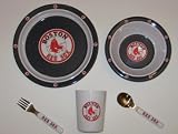 BOSTON RED SOX Team Logo 5 Piece Baby Child Dinner Set ( Sipping cup, Plate, Bowl, Fork,... by Duckhouse