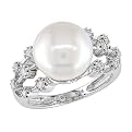 Diamond Accented Pearl Ring in 14K White Gold