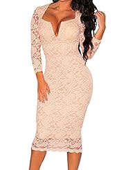 Sexy V-neck Illusion Lace Summer Cocktail Plunging Neck Club Dress/Party Dress/Midi Dress 