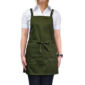 【クリックで詳細表示】布施商店 撥水 防汚加工 胸付 ショートエプロン 64cm×92cm NS20 カーキ