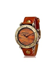 WOMAGE568-1 Womens Music Note Round Dial Analog Display Wrist Watch (Light Brown) M.