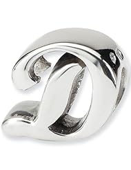 Reflection Beads Silver Letter D Script Alphabet Bead